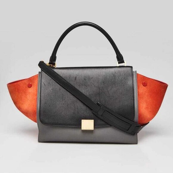 Celine Tri-Color Smooth Leather and Suede Medium Trapeze Bag - Picture 1 of 12